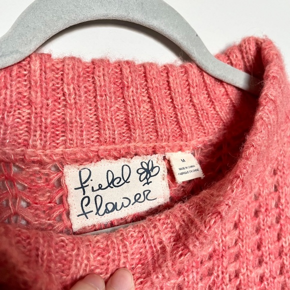 Anthropologie Field Flower Waffle Knit Wool-blend Sweater in Coral Size Medium - Picture 3 of 10